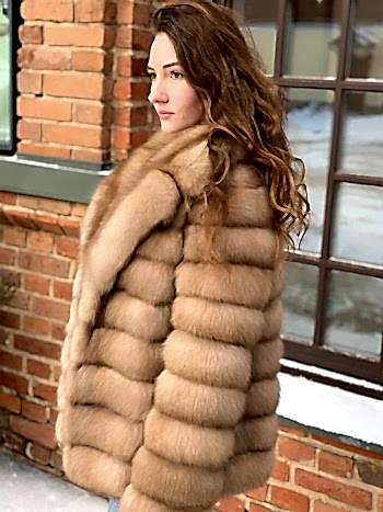 Шуба из куницы тортор 65 см английский воротник