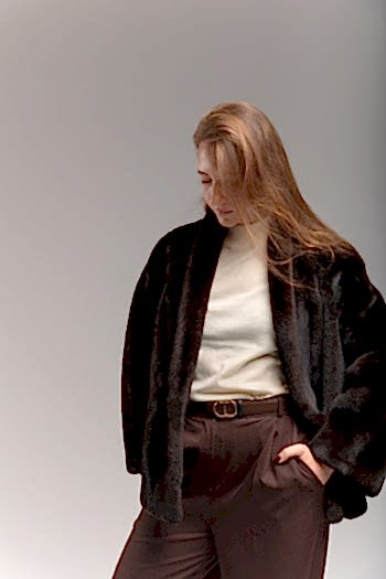 Жакет из скандинавской норки в натуральном цвете 60см