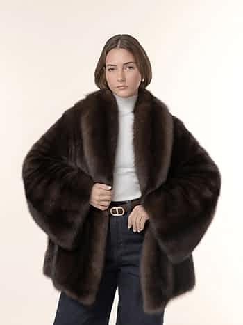 Шуба из соболя 80см в долевой раскладке в целую шкуру 