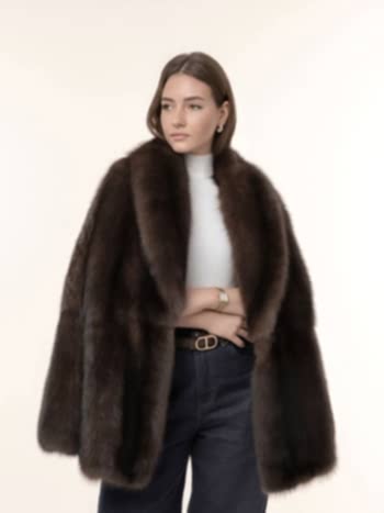 Шуба из соболя 80см в долевой раскладке в целую шкуру 