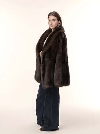 Шуба из соболя 80см в долевой раскладке в целую шкуру 