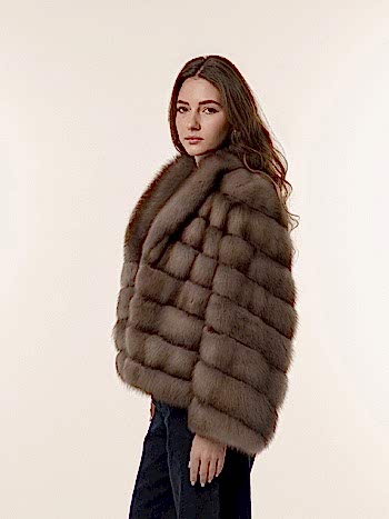 Шуба из куницы грей 65см