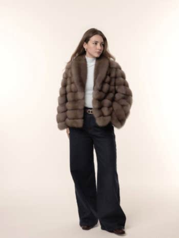 Шуба из куницы грей 65см