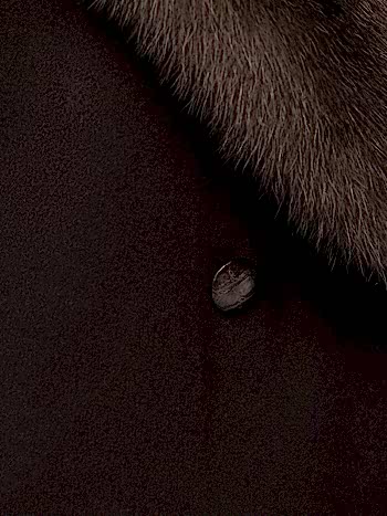 Кашемировое пальто с воротником из седого соболя и крокодиловыми пуговицами