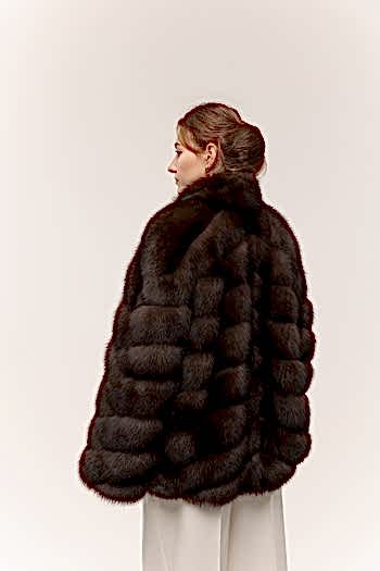 Шуба из темного соболя 75см 