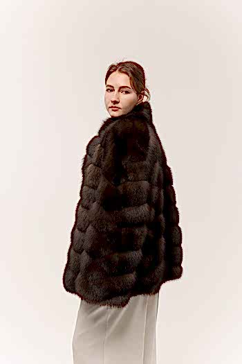 Шуба из темного соболя 75см 