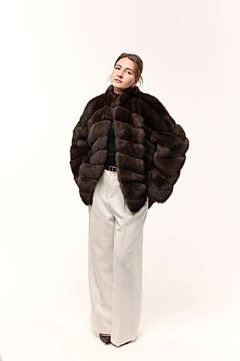 Шуба из темного соболя 75см 