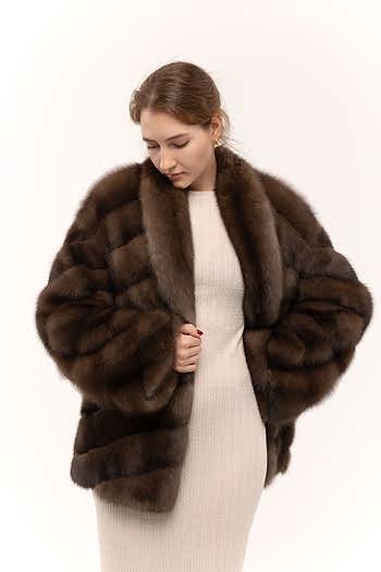 Шуба из соболя с шалевым воротником 70см 