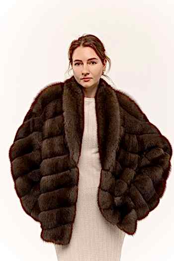 Шуба из соболя с шалевым воротником 70см 