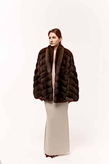 Шуба из соболя с шалевым воротником 70см 