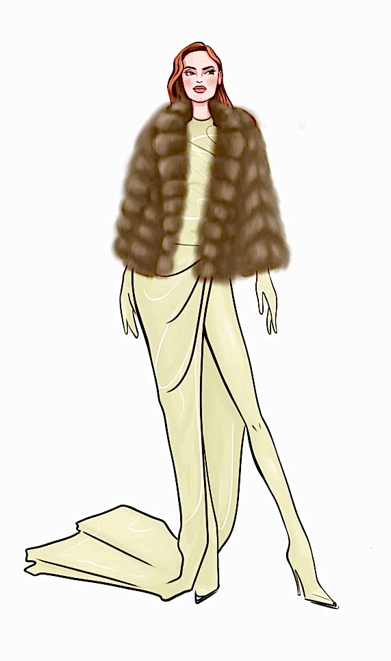 Шуба из куницы 60см с шалевым воротником рукав клеш