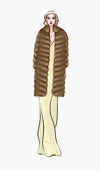 Шуба из куницы 90 см с воротником стойка