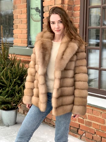 Шуба из куницы тортор 65 см английский воротник