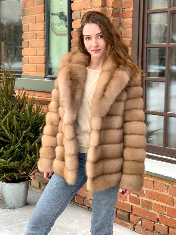 Шуба из куницы тортор 65 см английский воротник