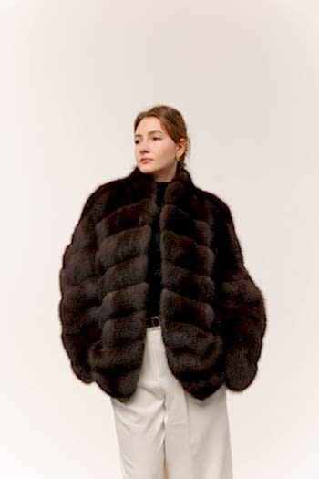 Шуба из темного соболя 75см 