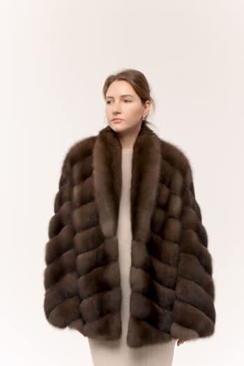 Шуба из соболя с шалевым воротником 70см 