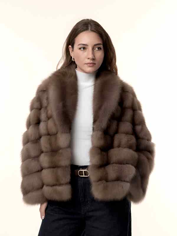 Шуба из куницы грей 65см